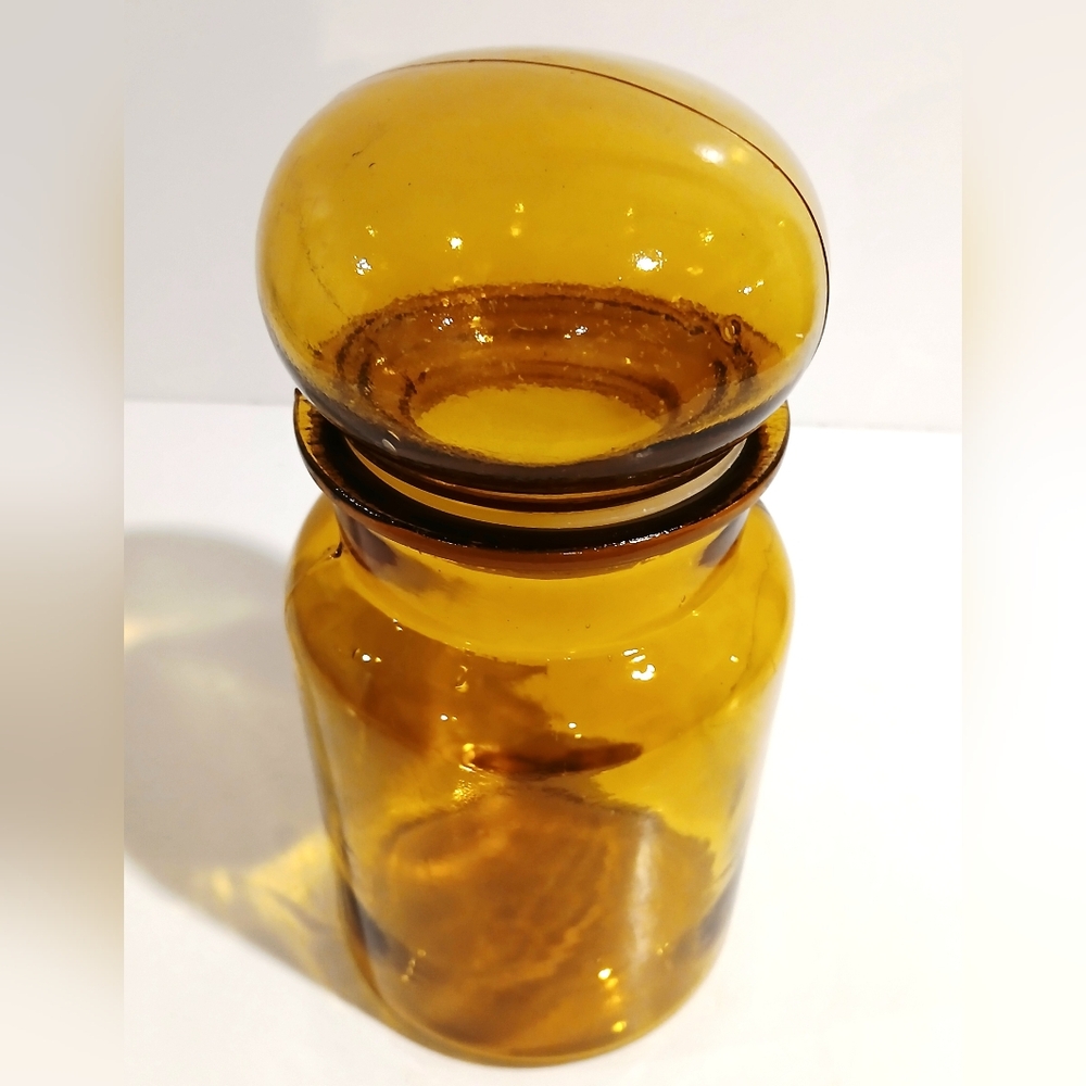 Vintage Amber Glass Apothecary Jar - Picture 2 of 6